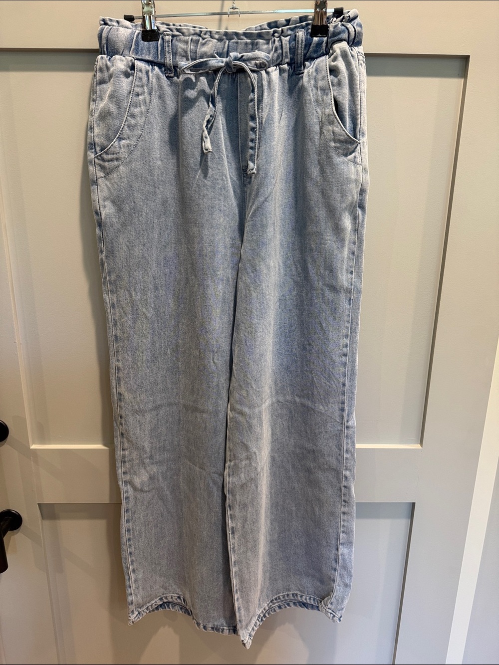Light Wash Drawstring Denim Pants
